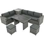 TOPMAX 6-Piece Wicker Sectional Furniture Set with Adjustable Seat, Storage Box
