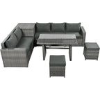 TOPMAX 6-Piece Wicker Sectional Furniture Set with Adjustable Seat, Storage Box