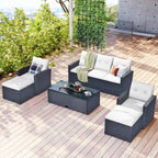 GO 6-piece All-Weather Wicker PE rattan Patio Outdoor Dining Conversation Sectional Set with coffee table