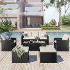 GO 6-piece All-Weather Wicker PE rattan Patio Outdoor Dining Conversation Sectional Set with coffee table