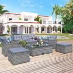 GO 6-piece All-Weather Wicker PE rattan Patio Outdoor Dining Conversation Sectional Set with coffee table