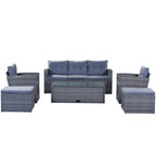 GO 6-piece All-Weather Wicker PE rattan Patio Outdoor Dining Conversation Sectional Set with coffee table