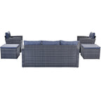 GO 6-piece All-Weather Wicker PE rattan Patio Outdoor Dining Conversation Sectional Set with coffee table