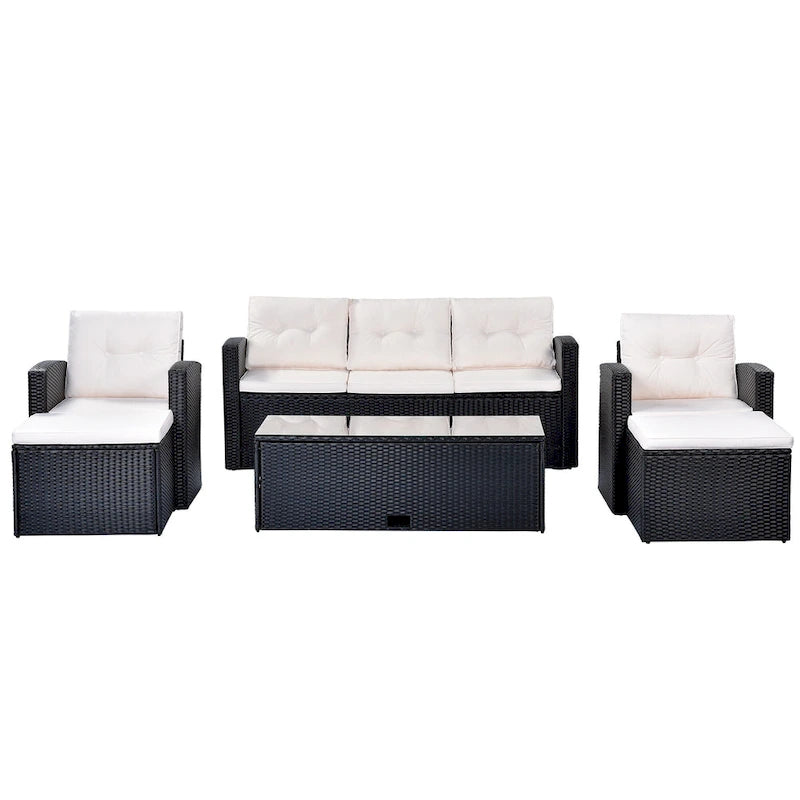 GO 6-piece All-Weather Wicker PE rattan Patio Outdoor Dining Conversation Sectional Set with coffee table