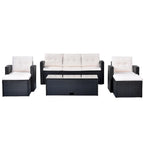 GO 6-piece All-Weather Wicker PE rattan Patio Outdoor Dining Conversation Sectional Set with coffee table
