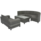 GO 8-pieces Outdoor Wicker Round Sofa Set With Rectangular Coffee Table