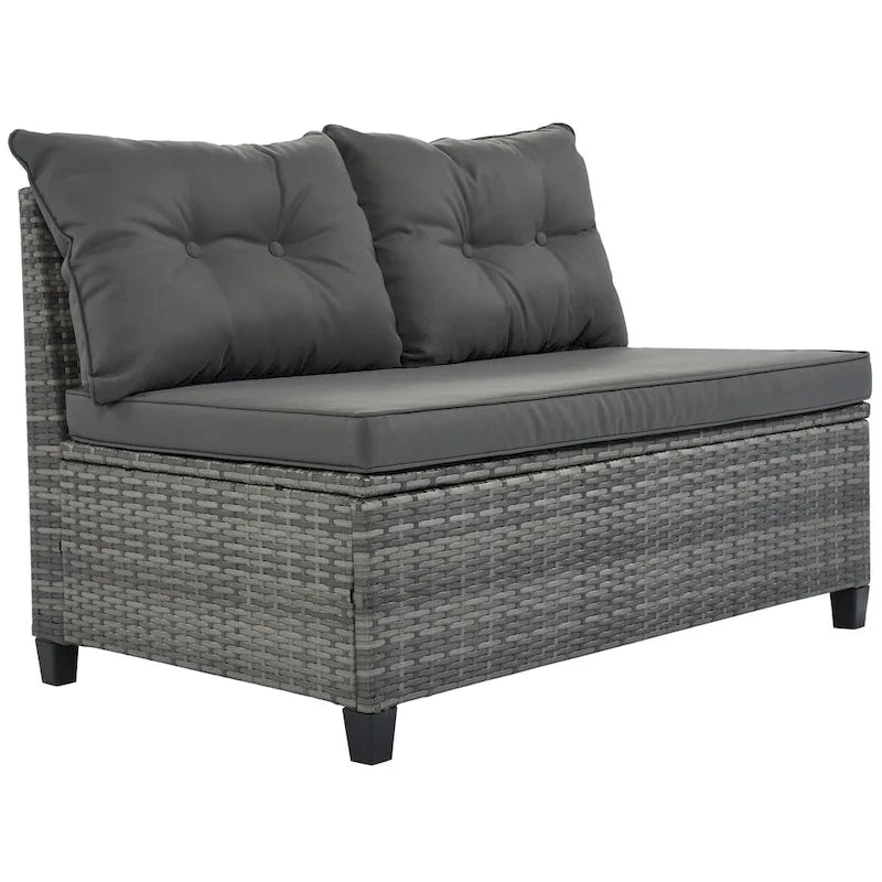 GO 8-pieces Outdoor Wicker Round Sofa Set With Rectangular Coffee Table