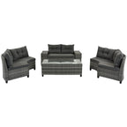 GO 8-pieces Outdoor Wicker Round Sofa Set With Rectangular Coffee Table