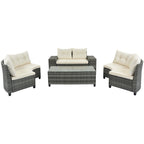 GO 8-pieces Outdoor Wicker Round Sofa Set With Rectangular Coffee Table