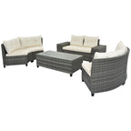 GO 8-pieces Outdoor Wicker Round Sofa Set With Rectangular Coffee Table