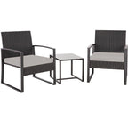 3-Piece Wicker Bistro Set, Outdoor Patio chairs with Coffee Table