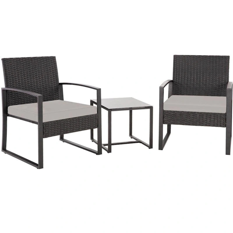 3-Piece Wicker Bistro Set, Outdoor Patio chairs with Coffee Table