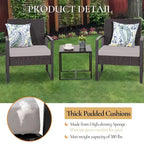 3-Piece Wicker Bistro Set, Outdoor Patio chairs with Coffee Table