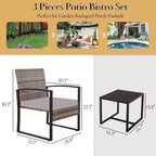3-Piece Wicker Bistro Set, Outdoor Patio chairs with Coffee Table