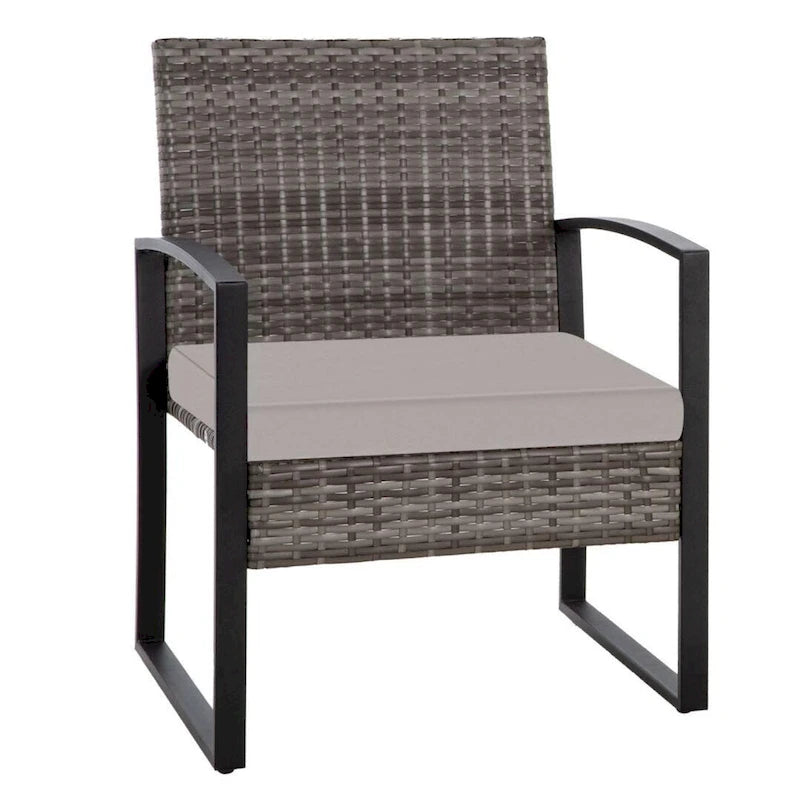 3-Piece Wicker Bistro Set, Outdoor Patio chairs with Coffee Table