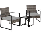 3-Piece Wicker Bistro Set, Outdoor Patio chairs with Coffee Table
