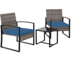 3-Piece Wicker Bistro Set, Outdoor Patio chairs with Coffee Table