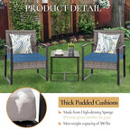 3-Piece Wicker Bistro Set, Outdoor Patio chairs with Coffee Table