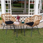 Outdoor Wicker Chairs Conversation Set with Cushions (Set of 3) - 21.26 L x 23.62 W x 31.5 H