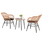 Outdoor Wicker Chairs Conversation Set with Cushions (Set of 3) - 21.26 L x 23.62 W x 31.5 H