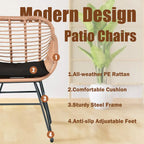 Outdoor Wicker Chairs Conversation Set with Cushions (Set of 3) - 21.26 L x 23.62 W x 31.5 H