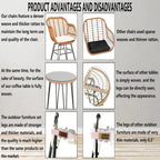 Outdoor Wicker Chairs Conversation Set with Cushions (Set of 3) - 21.26 L x 23.62 W x 31.5 H