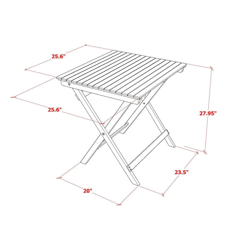 East West Furniture 3 Piece Wood Folding Table Set- a Outdoor Acacia Wood Coffee Table and 2 Folding Arm Chairs, Natural Oil