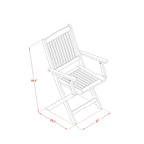 East West Furniture 3 Piece Wood Folding Table Set- a Outdoor Acacia Wood Coffee Table and 2 Folding Arm Chairs, Natural Oil