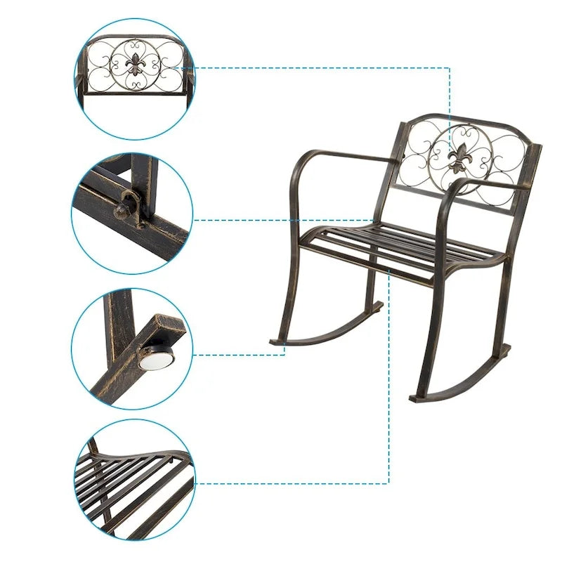 31.5  Flat Tube Single Rocking Chair Bronze Color