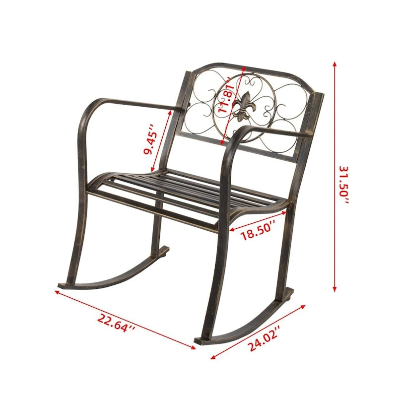 31.5  Flat Tube Single Rocking Chair Bronze Color