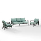 Crosley Kaplan 3Pc Outdoor Sofa Set - 147 W x 68.5 D x 32 H