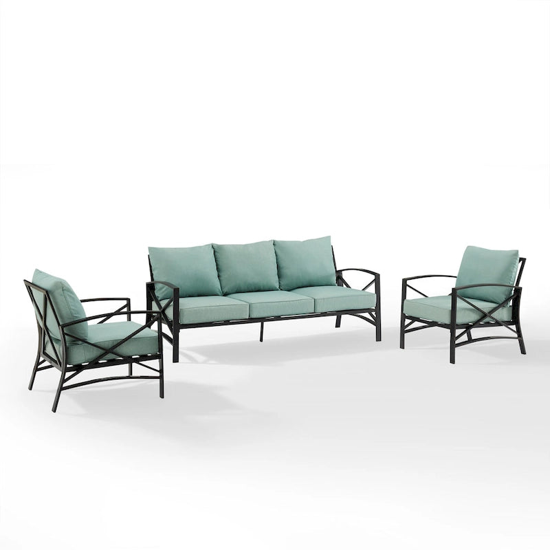 Crosley Kaplan 3Pc Outdoor Sofa Set - 147 W x 68.5 D x 32 H