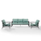 Crosley Kaplan 3Pc Outdoor Sofa Set - 147 W x 68.5 D x 32 H
