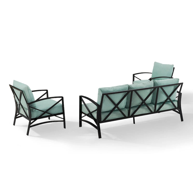 Crosley Kaplan 3Pc Outdoor Sofa Set - 147 W x 68.5 D x 32 H