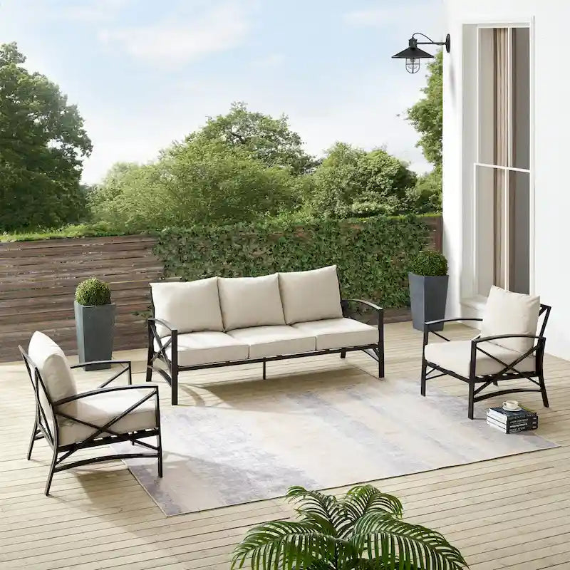 Crosley Kaplan 3Pc Outdoor Sofa Set - 147 W x 68.5 D x 32 H
