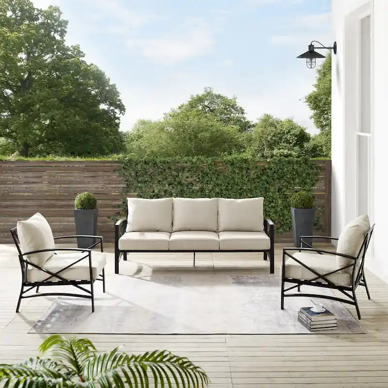 Crosley Kaplan 3Pc Outdoor Sofa Set - 147 W x 68.5 D x 32 H