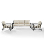 Crosley Kaplan 3Pc Outdoor Sofa Set - 147 W x 68.5 D x 32 H