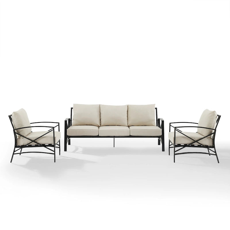 Crosley Kaplan 3Pc Outdoor Sofa Set - 147 W x 68.5 D x 32 H