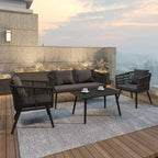 4 Piece Indoor/Outdoor Lounge Set - Loveseat, 2 Chairs & Metal Coffee Table