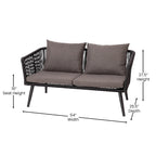 4 Piece Indoor/Outdoor Lounge Set - Loveseat, 2 Chairs & Metal Coffee Table