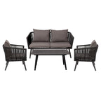 4 Piece Indoor/Outdoor Lounge Set - Loveseat, 2 Chairs & Metal Coffee Table