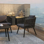 4 Piece Indoor/Outdoor Lounge Set - Loveseat, 2 Chairs & Metal Coffee Table