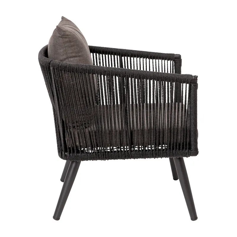 4 Piece Indoor/Outdoor Lounge Set - Loveseat, 2 Chairs & Metal Coffee Table
