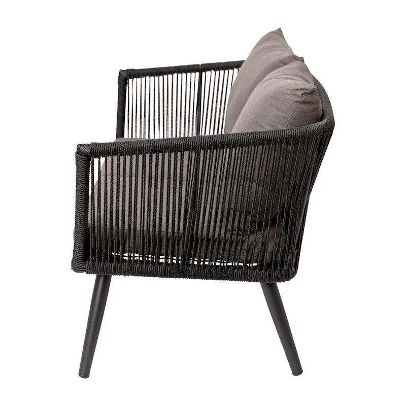 4 Piece Indoor/Outdoor Lounge Set - Loveseat, 2 Chairs & Metal Coffee Table