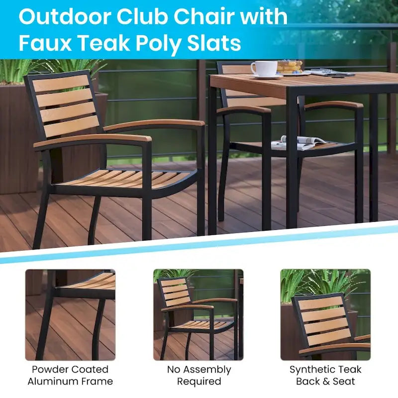 Patio Set wirh 35  Table, 2 Chairs, and Umbrella with Base - 35.25 W x 35.25 D x 29.5 H