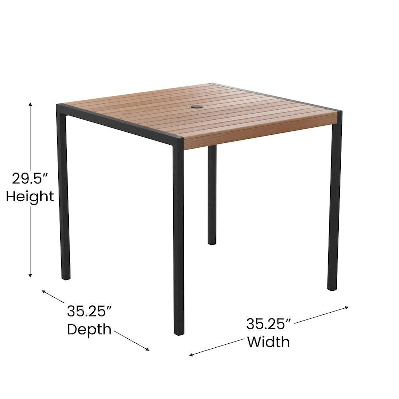 Patio Set wirh 35  Table, 2 Chairs, and Umbrella with Base - 35.25 W x 35.25 D x 29.5 H
