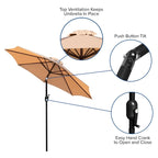 Patio Set wirh 35  Table, 2 Chairs, and Umbrella with Base - 35.25 W x 35.25 D x 29.5 H