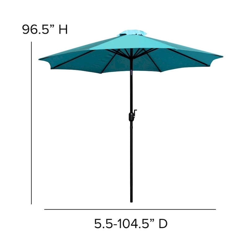 Patio Set wirh 35  Table, 2 Chairs, and Umbrella with Base - 35.25 W x 35.25 D x 29.5 H