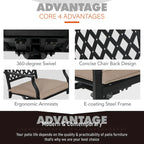 MAISON ARTS Outdoor Patio Dining Set with 6 Swivel Chairs and 1 Rectangular Umbrella Wood Like Table