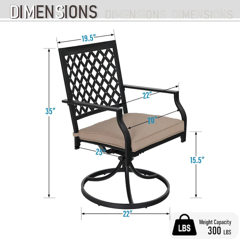MAISON ARTS Outdoor Patio Dining Set with 6 Swivel Chairs and 1 Rectangular Umbrella Wood Like Table